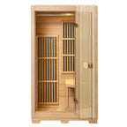Uimoso 1 Person Far Infrared Wooden Sauna Room 1140W Home Spa Bluetooth Speakers