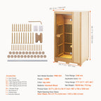 Uimoso 1 Person Far Infrared Wooden Sauna Room 1140W Home Spa Bluetooth Speakers