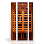 2 Person Extendable FAR Infrared Sauna for Home, Hemlock Wood Low EMF 6 Carbon Heaters Indoor Saunas with LED Lights, Bluetooth Speaker, Digital Control Panel, and Seating Bench