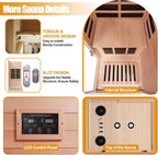 Far Infrared Sauna Canadian Hemlock Deluxe 1 Person Infrared Home Sauna Room 1060W/120V Low EMF Mini Indoor Sauna with Red Light, Right Side