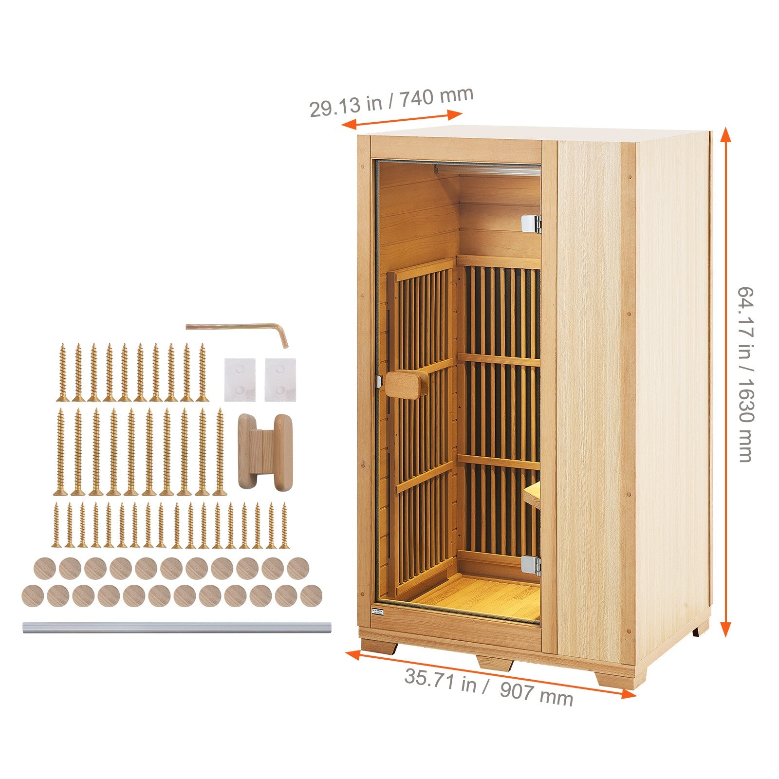 Uimoso 1 Person Far Infrared Wooden Sauna Room 1140W Home Spa Bluetooth Speakers