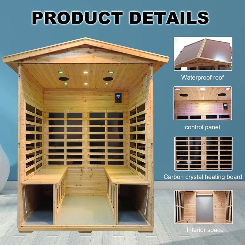4 - Person Bluetooth Compatible FAR Infrared Sauna in Fir