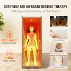 Uimoso 1 Person Far Infrared Wooden Sauna Room 1140W Home Spa Bluetooth Speakers