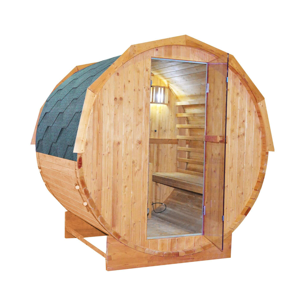 Thermora Large Premium American White Oak Outdoor Wooden Barrel Sauna With 4.5KW Sauna Heater (SAK45968)