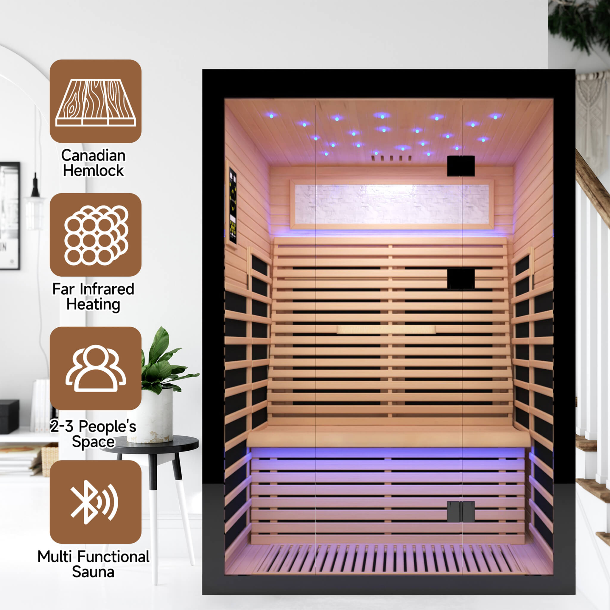 Thermora Luxury 2-Person Canadian Hemlock Wood Far Infrared Home Sauna (SAK02184)